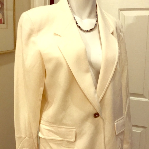 NWT LizSport 100% Wool oversized jacket blazer cream 4 vintage OPEN To OFFERS - Picture 3 of 11